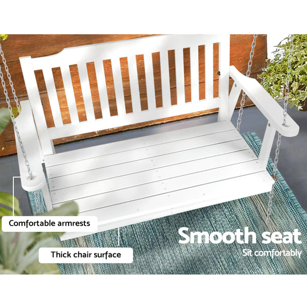 Gardeon Porch Swing Chair With Chain Garden Bench Outdoor Furniture White Swing Seats