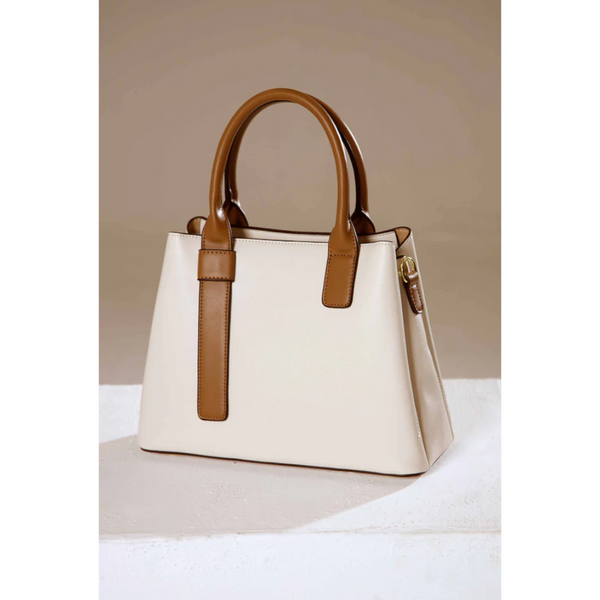 Elosung Off White And Brown Retro Fashion Handbag Elegant Tote With Large Capacity For Work Daily Use Women's Bags & Handbags