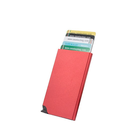 Anti Theft Id Credit Card Holder Thin Aluminum Metal Portable Case Storage Red Id & Document Holders