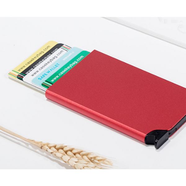 Anti Theft Id Credit Card Holder Thin Aluminum Metal Portable Case Storage Red Id & Document Holders