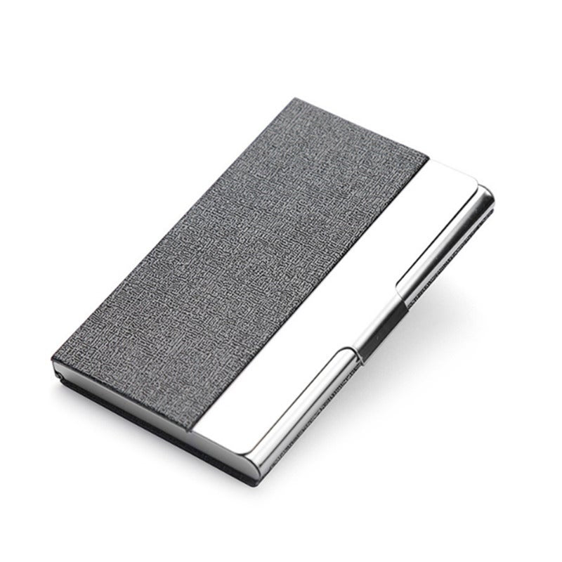 Aluminum Pu Leather Business Credit Card Holder Office Metal For Men Women Grey Business Card Holders