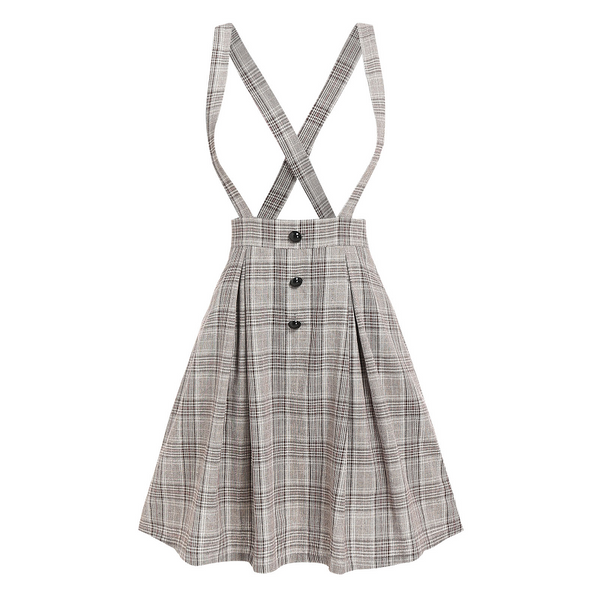 Off The Shoulder Tee And Crisscross Plaid Suspender Skirt Set Two Piece Dress Outfits & Sets