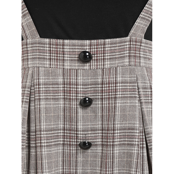 Off The Shoulder Tee And Crisscross Plaid Suspender Skirt Set Two Piece Dress Outfits & Sets