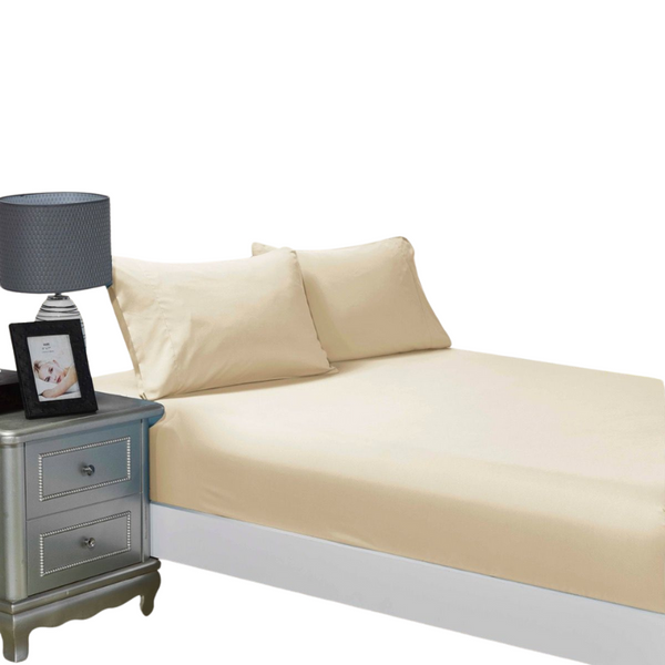 Fabric Fantastic 1000Tc Ultra Soft Fitted Sheet & 2 Pillowcases Set Queen Size Bed Sheets