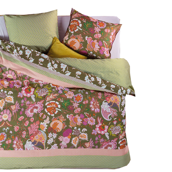 Oilily Amelie Sits Mix Green Cotton Sateen Quilt Cover Set Quilt Covers