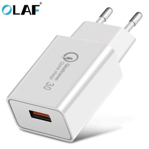 1 Port Usb Qc3.0 Fast Charging Unicersal Phone Charger For Andriod Ios Type Cable White