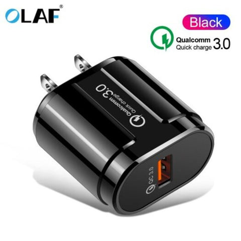 1 Usb Qc3.0 Quick Charge Fast Charging Charger Universal For Phone Black