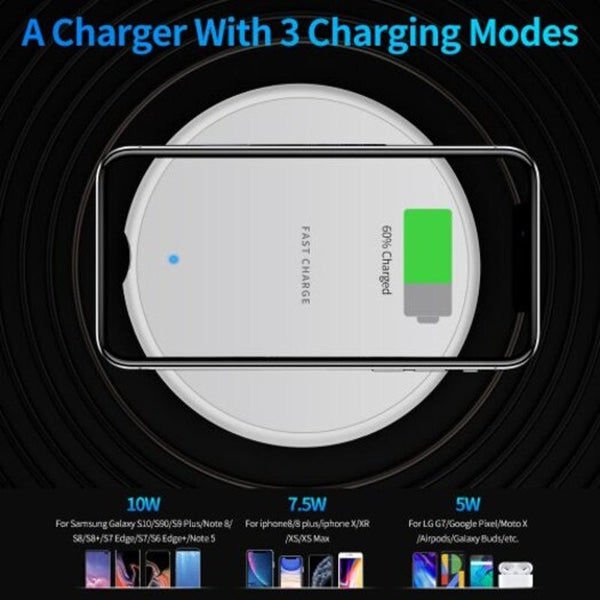 10W Ultrathin Round Intelligent Fast Wireless Charger For Iphone Huawei Xiaomi Phones Black Universal Chargers & Cradles
