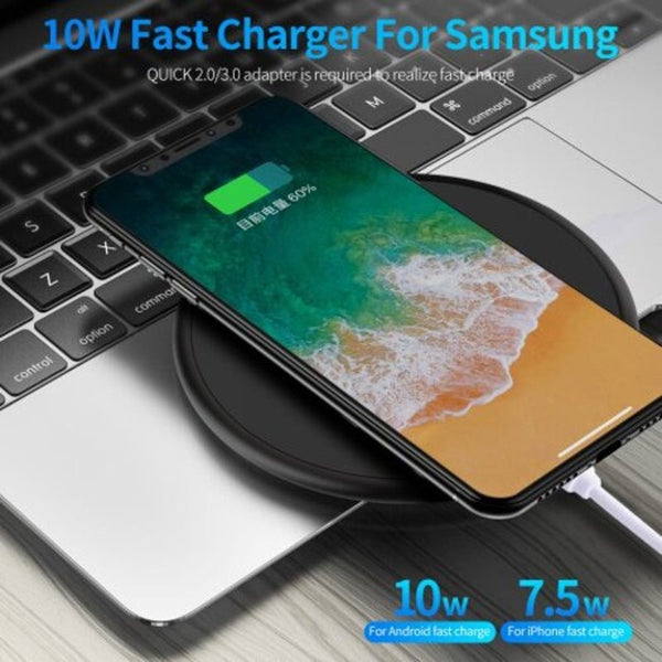 10W Ultrathin Round Intelligent Fast Wireless Charger For Iphone Huawei Xiaomi Phones Black Universal Chargers & Cradles