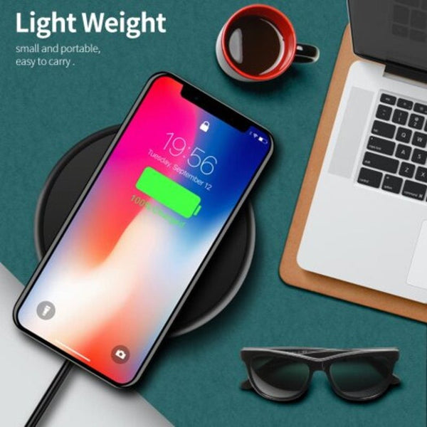 10W Ultrathin Round Intelligent Fast Wireless Charger For Iphone Huawei Xiaomi Phones Black Universal Chargers & Cradles