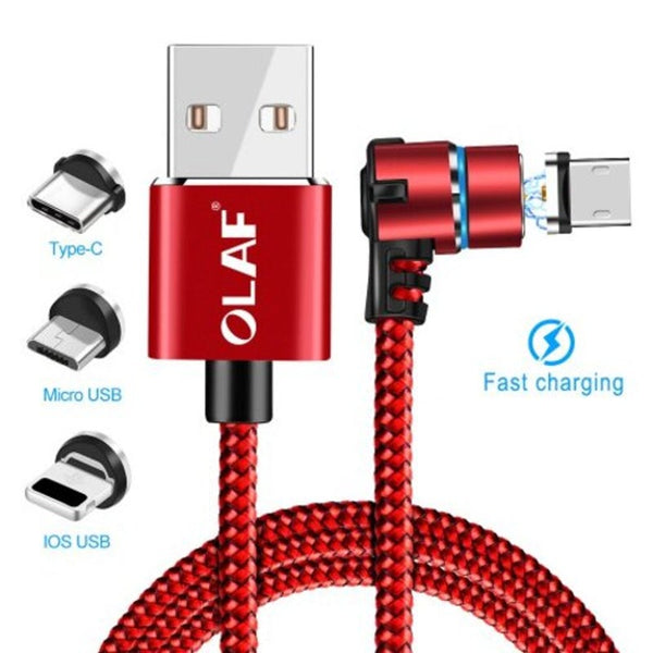 1M Micro Usb Magnetic Cable Fast Charging Cord Elbow Led Lighting For Androd Samsung Xiaomi Silver