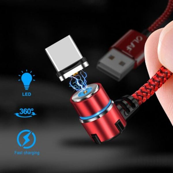 1M Type C Magnetic Cable Fast Charging Cord Elbow Led Lighting For Samsung Xiaomi Huawei Glod