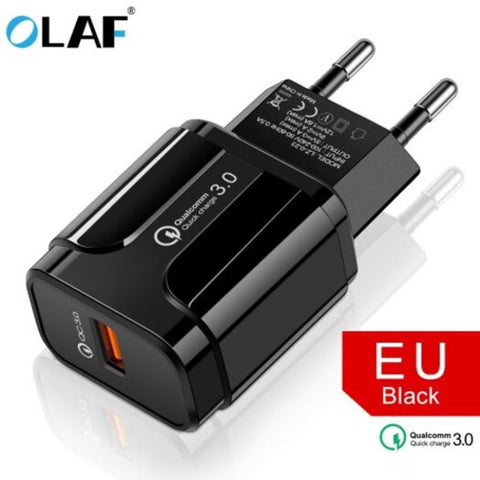 3A Fast Charging Mobile Phone Usb Charger Wall Stable Adapter Black