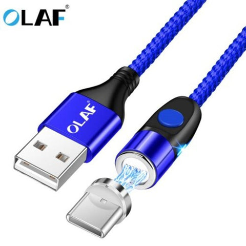 3A Magnetic Cable Fast Charging Usb For Iphone Samsung Xiaomi Micro Type 1M Blue