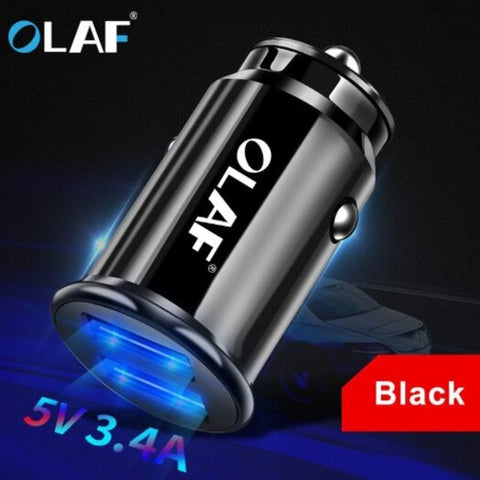 5V 3.4A Dual Usb Car Charger Fast Charging Bright Lighting Mini Quick For Mobile Phone Black Universal