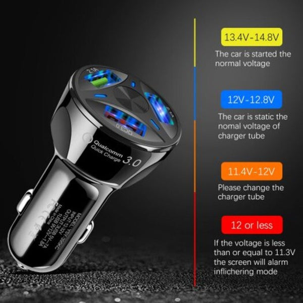 Car Charger Quick Charging 3.0 Usb Fast For Xiaomi Iphone Huawei Samsung Black Universal