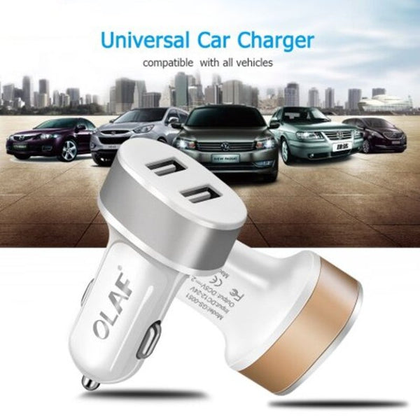 Dual Usb Universal Smart Car Charger Fast Charging For Iphone Samsung Xiaomi Huawei Grey