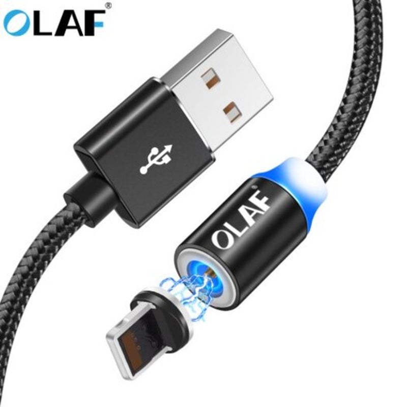 Led Nylon Fast Charging For Xiaomi Samsung Huawei Magnetic Charger Cable Iphone Xr Black 100Cm Cables & Adapters
