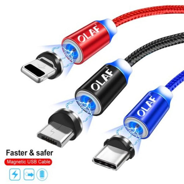 Led Nylon Fast Charging For Xiaomi Samsung Huawei Magnetic Charger Cable Iphone Xr Black 100Cm Cables & Adapters