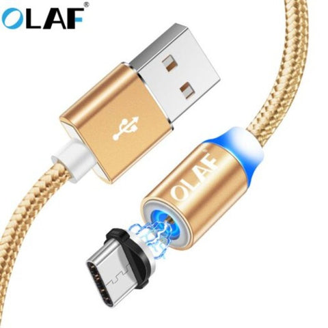 Led Nylon Micro Usb Fast Charging For Xiaomi Samsung Huawei Magnetic Charger Cable Gold 100Cm