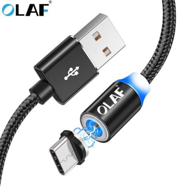 Led Nylon Type C Fast Charging For Xiaomi Samsung Huawei Magnetic Charger Cable Black 100Cm Cables & Adapters