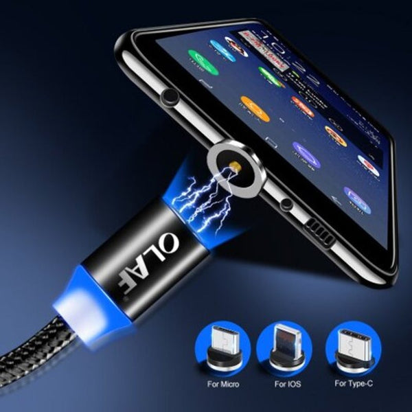 Led Nylon Type C Fast Charging For Xiaomi Samsung Huawei Magnetic Charger Cable Black 100Cm Cables & Adapters