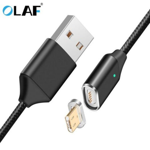 Magnetic Cable Nylon Lighting Micro Usb Fast Charging For Andriod Samsung Xiaomi Huawei Black
