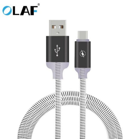 Micro Usb Type C Spiral Lighting Cable Fast Charging For Samsung Xiaomi Iphonex Xs Xr Black
