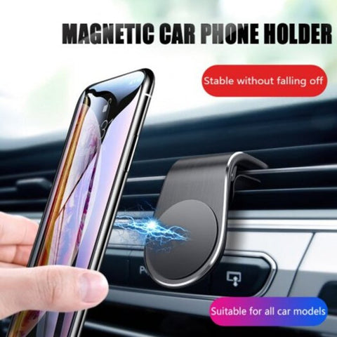 Universal Air Vent Magnet Car Phone Holder Stand For Iphone Huawei Samsung Mobile Black