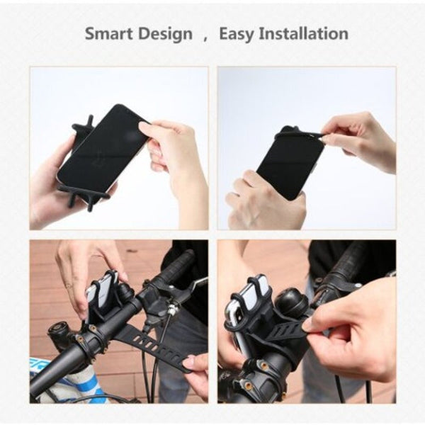 Universal Bicycle Silicone Phone Holder Support Telephone Portable For Iphone Samsung Xiaomi Black Mounts & Holders