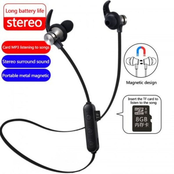 Wireless Bluetooth Headset With Mic Stereo Universal Compatible Earbuds For Iphone Phone Red