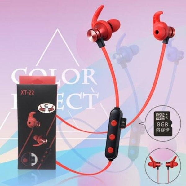 Wireless Bluetooth Headset With Mic Stereo Universal Compatible Earbuds For Iphone Phone Red