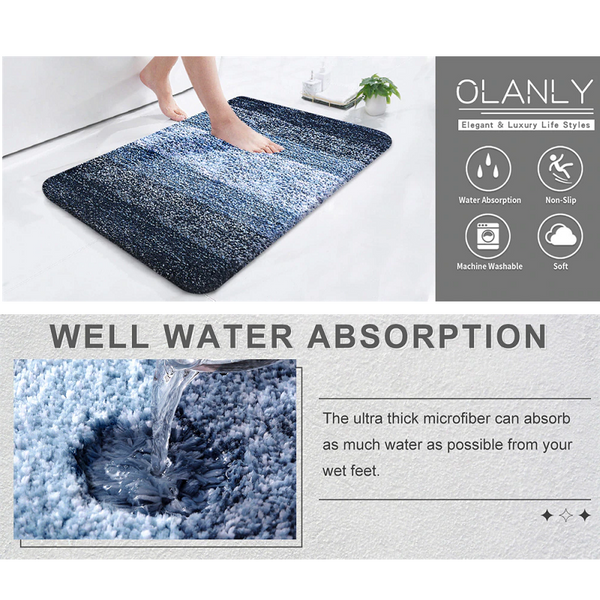 Olanly Luxury Bathroom Rug Mat Soft And Absorbent Microfiber Rugs Non-Slip Plush Carpet Wash Dry Mats For Floor Shower