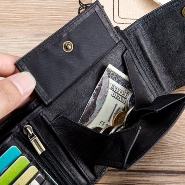 Head Layer Leather Coin Purse Zipper Bag Card Wallet Coffee Wallets