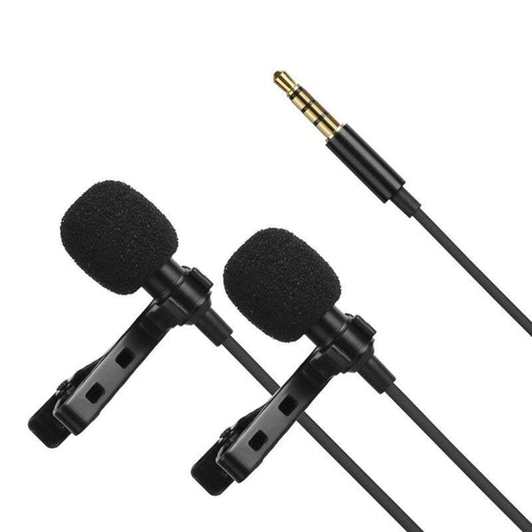 Microphones Omni Directional Electret Condenser Lavalier Dual Head With 3.5Mm