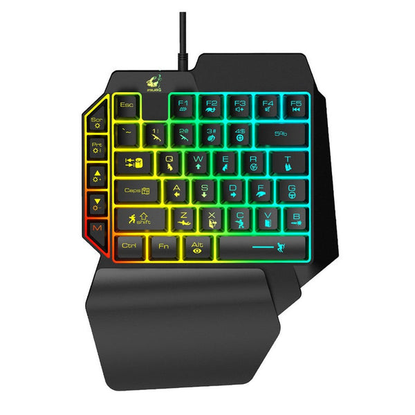 One Handed Membrane Keyboard Wired Gaming Keypad With Led Backlight 35 Keys For Lolpubgcf Keyboards & Keypads