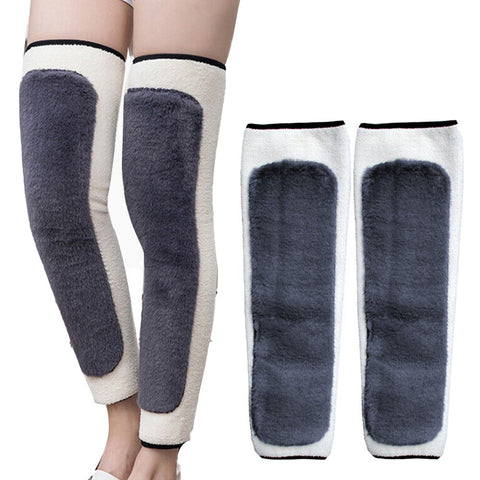 One Pair Winter Warm Plush Knee Brace Support Thermal Long Sleeve Leg Warmers