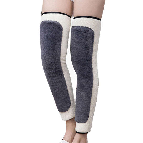 One Pair Winter Warm Plush Leg Warmers Knee Brace Support Thermal Long Sleeves