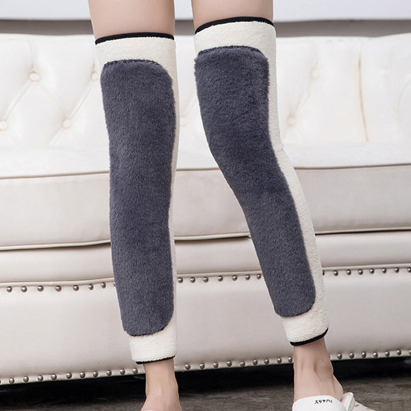 One Pair Winter Warm Plush Knee Brace Support Thermal Long Sleeve Leg Warmers