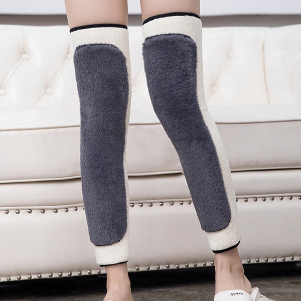 One Pair Winter Warm Plush Leg Warmers Knee Brace Support Thermal Long Sleeves