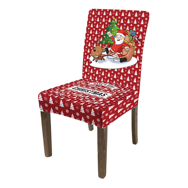One-Piece Christmas Stretch Dining Room Chair Protector Cover