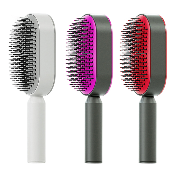 Brushes & Combs One Press Self Cleaning Hair Brush Standing Base Women