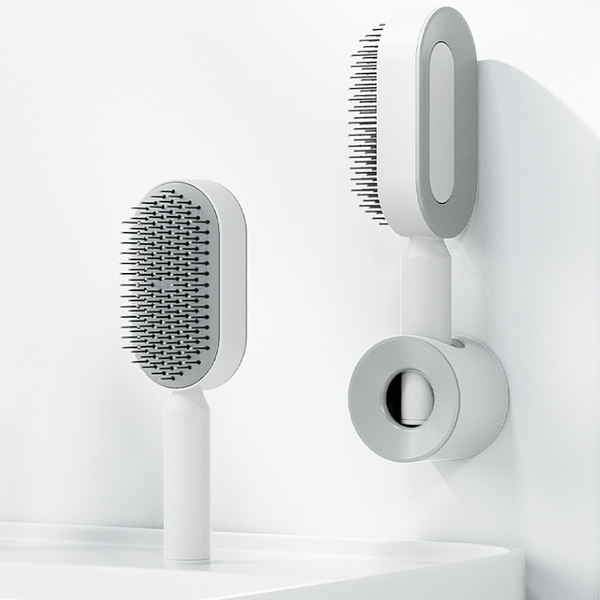 One Press Self Cleaning Hair Brush Standing Base Women Brushes & Combs