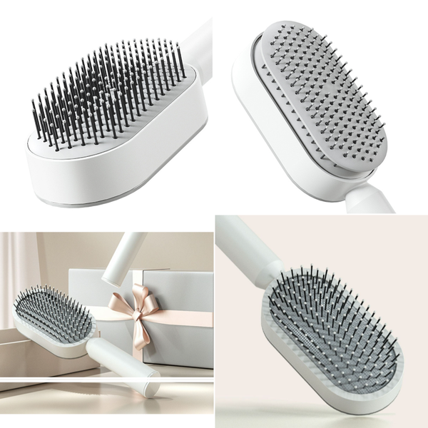 Brushes & Combs One Press Self Cleaning Hair Brush Standing Base Women