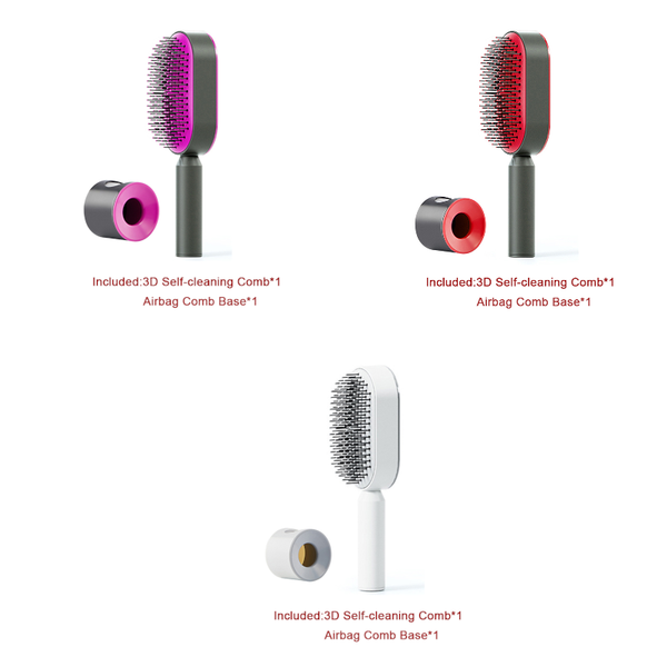 One Press Self Cleaning Hair Brush Standing Base Women Brushes & Combs