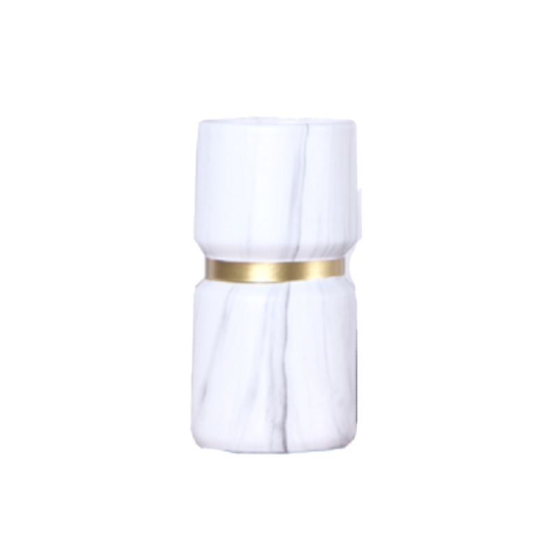 Opulent Vase White / Gold Marble Design Elegant Decor Vases