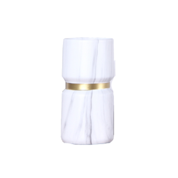 Opulent Vase White / Gold Marble Design Elegant Decor Vases