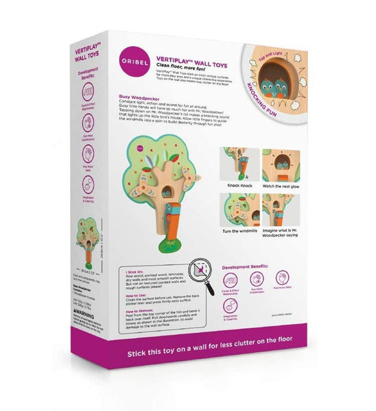 Oribel Vertiplay Wall Toy: Busy Woodpecker Knocker Activity Toys