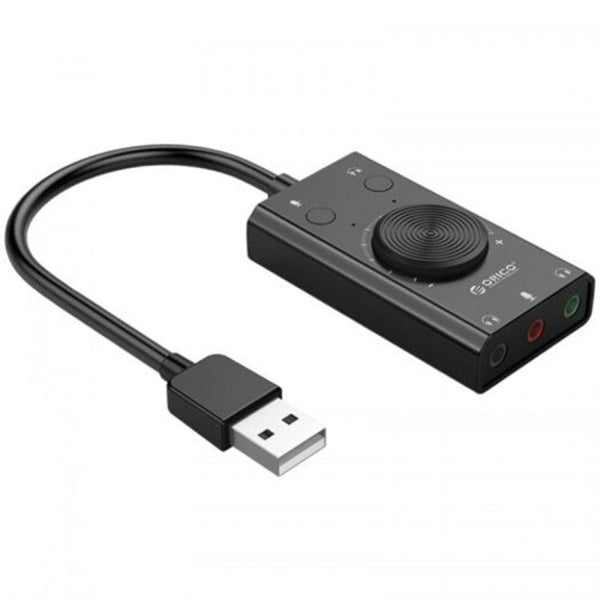 Sc2 External Usb Sound Card Mic Adapter 3.5Mm Jack Stereo Headset Volume Adjustment Free Drive For Pc Black Sound Cards (External)