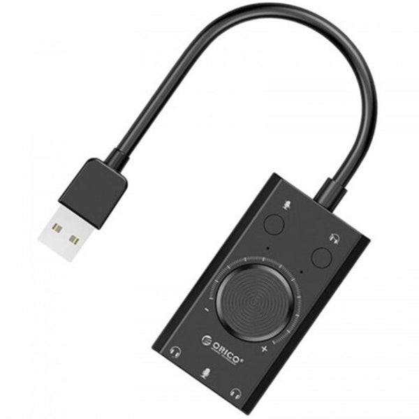 Sc2 External Usb Sound Card Mic Adapter Speaker 3.5Mm Jack Stereo Audio Cable Headset Volume Adjustment Free Drive For Pc Black